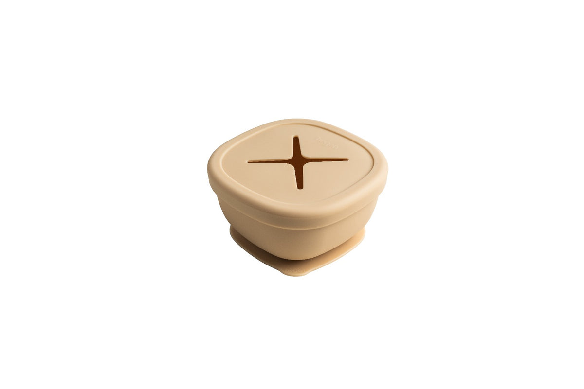 Hegen Suction Bowl Silicone with Snack Lid Taupe