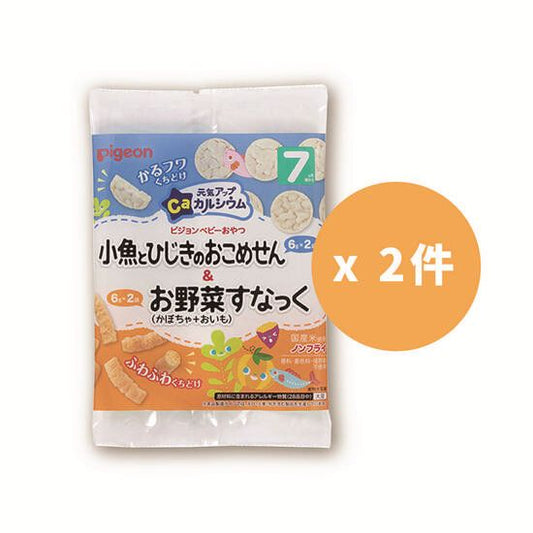 Pigeon - 高鈣小鱼/羊栖菜米餅+南瓜/蕃薯條(两件装) (平行进口货品)