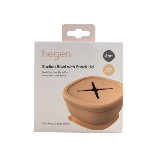 Hegen Suction Bowl Silicone with Snack Lid Taupe