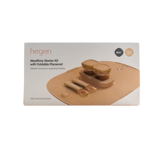 Hegen Mealtime Starter Kit with Foldable Placemat Taupe