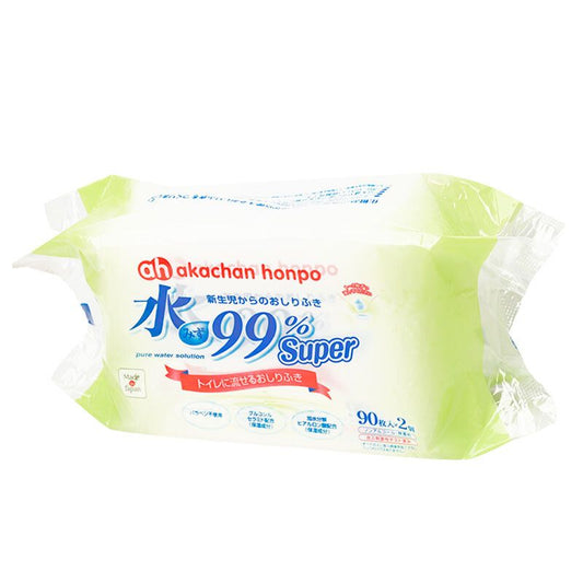 Akachan Honpo - Flushable 99% Pure Water Baby Wet Tissue (90 pieces x 2 packs) (Parallel Imported Product) 