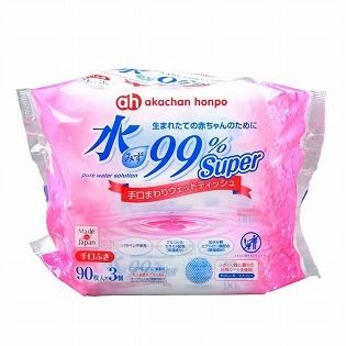 Akachan Honpo - Pure Water 99% Baby Wet Tissue (For Hands and Mouth) (90 pieces x 3 packs) (Parallel Imported Product) 