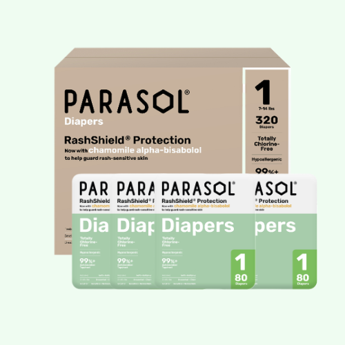PARASOL Clean+Dry® Natural Disposable Diapers  (Size 1/Newborn, 80pcs) x 4 Packs