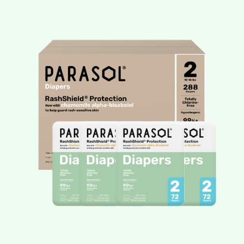 PARASOL Clean+Dry® Natural Disposable Diapers (Size 2/S, 72pcs) x 4 Packs