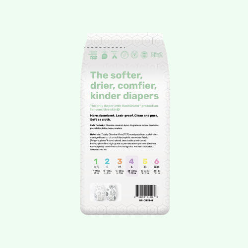 PARASOL Clean+Dry® Natural Disposable Diapers (Size 4/L, 8pcs)