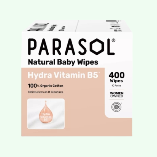 PARASOL 100% Organic Cotton Baby Wipes with Hydra Vitamin B5™ (40sheets) x 10packs (Original Case)