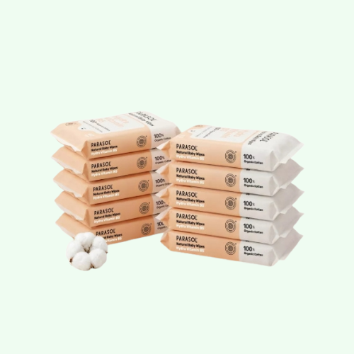 PARASOL 100% Organic Cotton Baby Wipes with Hydra Vitamin B5™ (40sheets) x 10packs (Original Case)