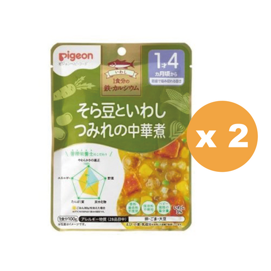Pigeon - （2件装) 16个月起BB快熟營養餐中式蚕豆沙丁鱼100g (平行進口貨品)